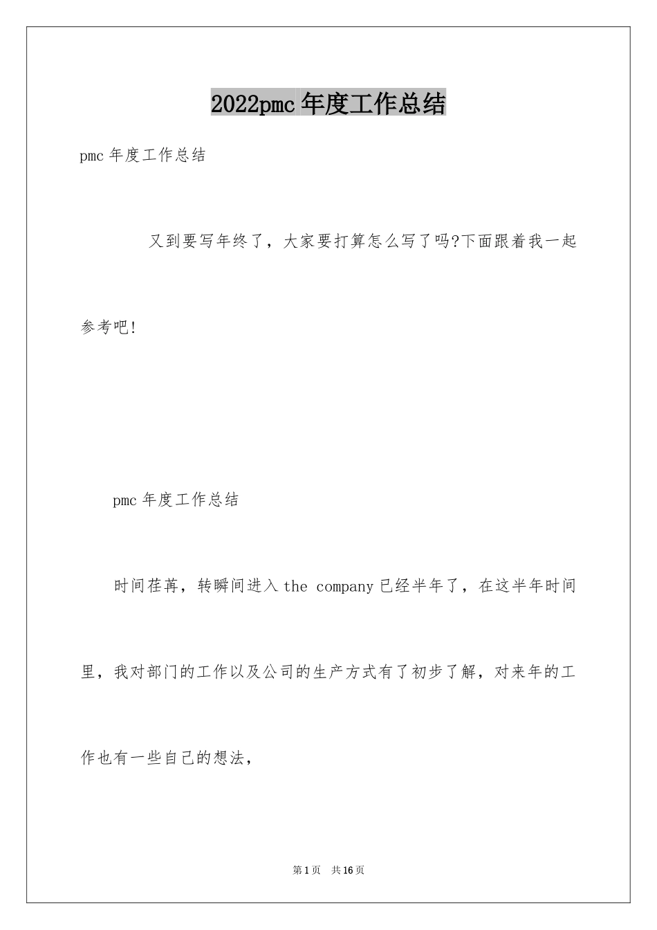 2024pmc年度工作总结_第1页