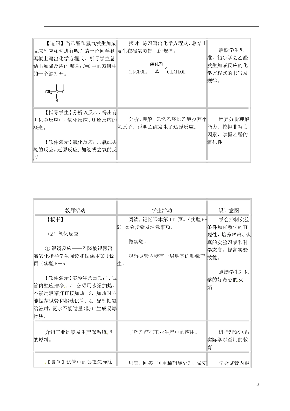 辽宁省锦州市锦州中学高一化学下册《乙醛》教案 _第3页