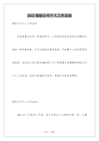 2024保险公司个人工作总结_1