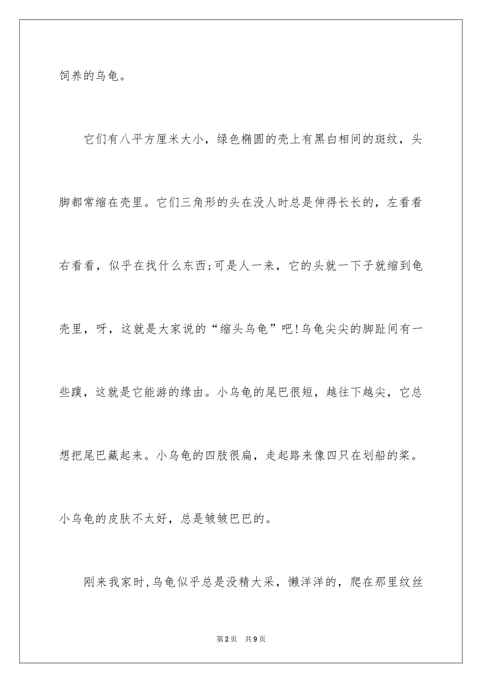 2024乌龟说明文作文_第2页