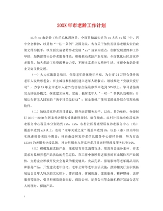 20XX年市老龄工作计划 