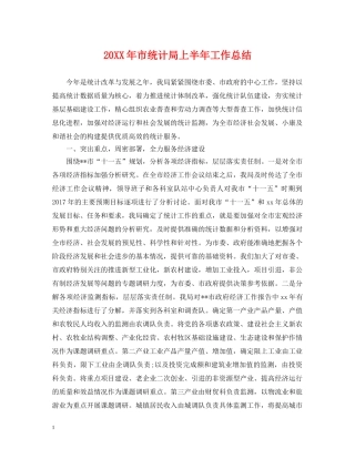 20XX年市统计局上半年工作总结 
