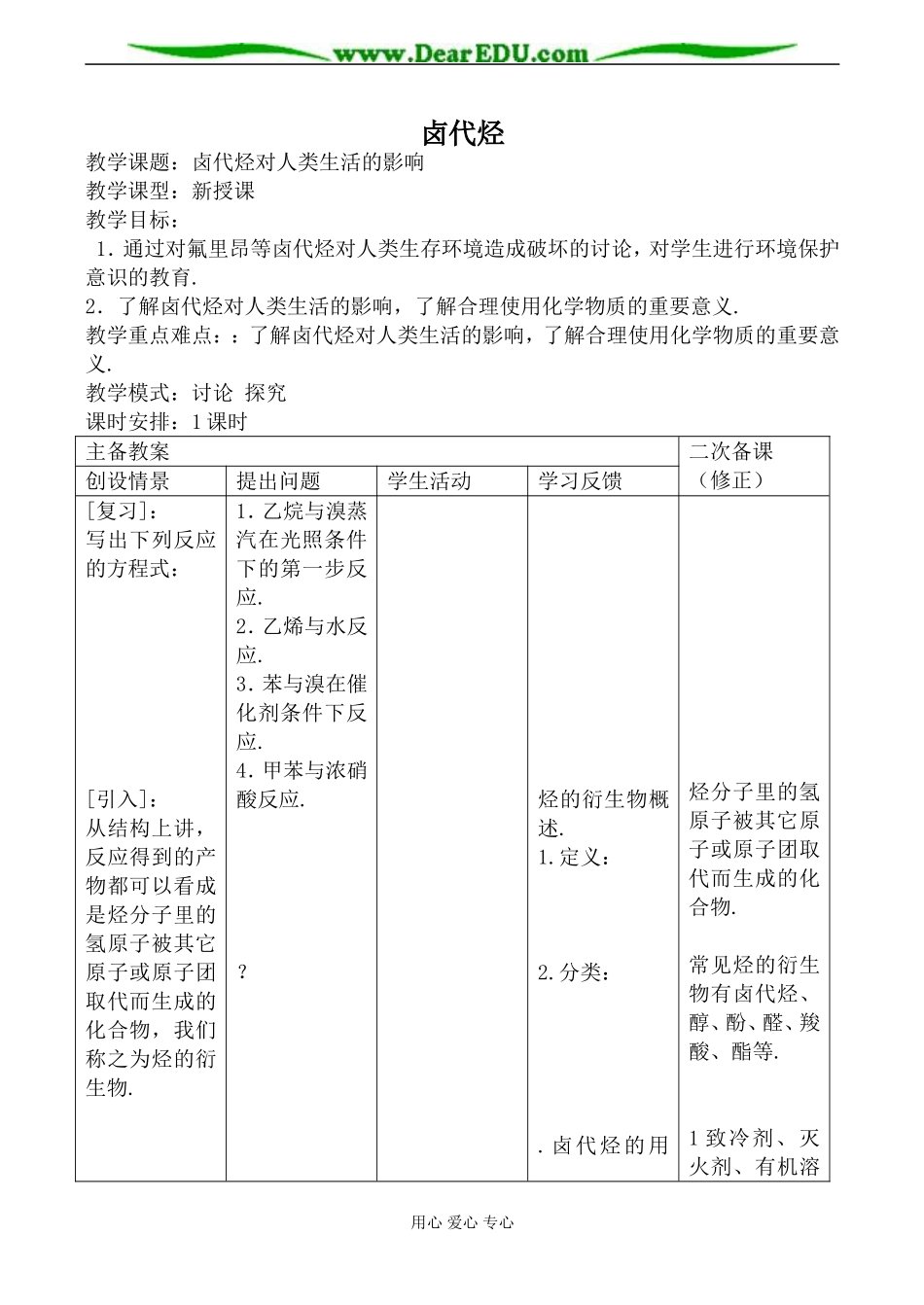 苏教版高中化学选修5卤代烃教案_第1页