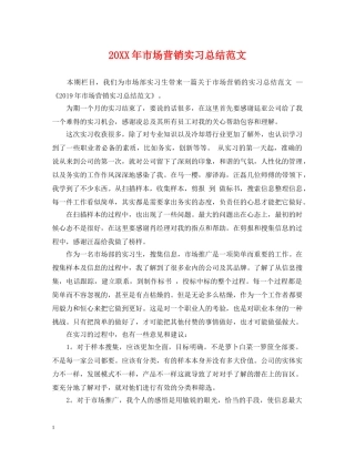 20XX年市场营销实习总结范文 