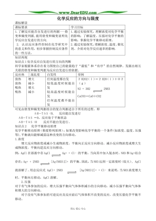 苏教版高中化学选修4化学反应的方向与限度