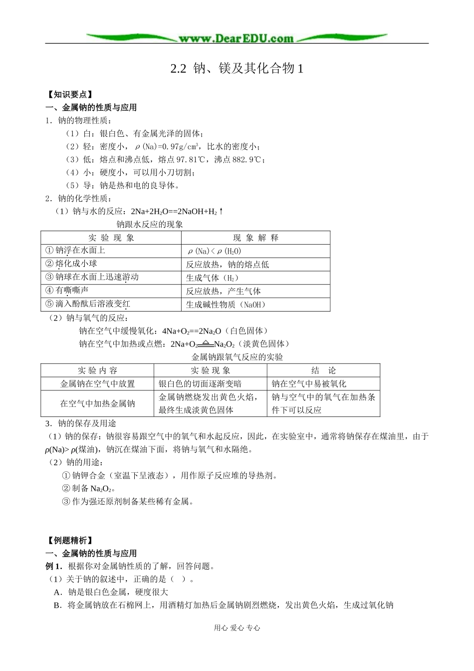 苏教版高中化学必修1 钠、镁及其化合物1_第1页