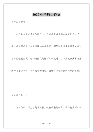 2024中考压力作文