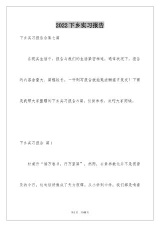 2024下乡实习报告