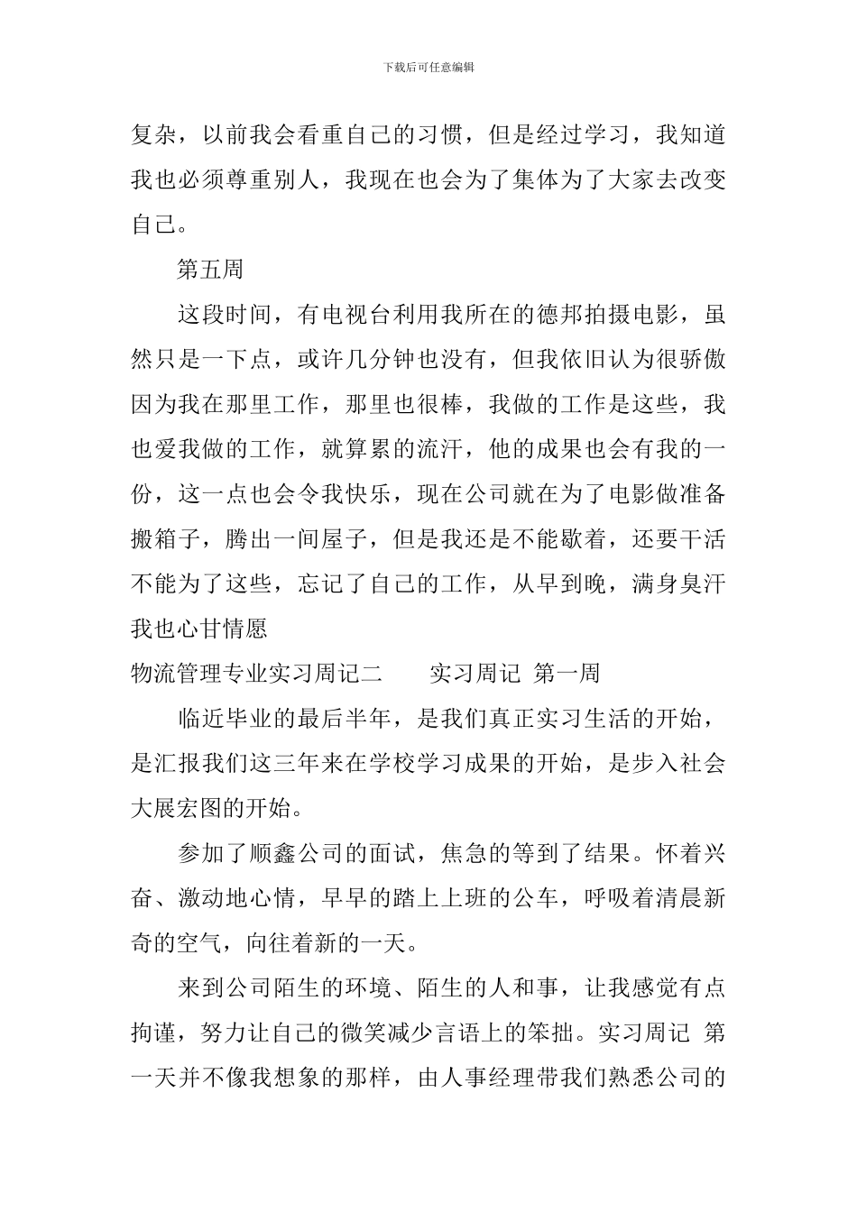 物流管理专业实习周记_第3页