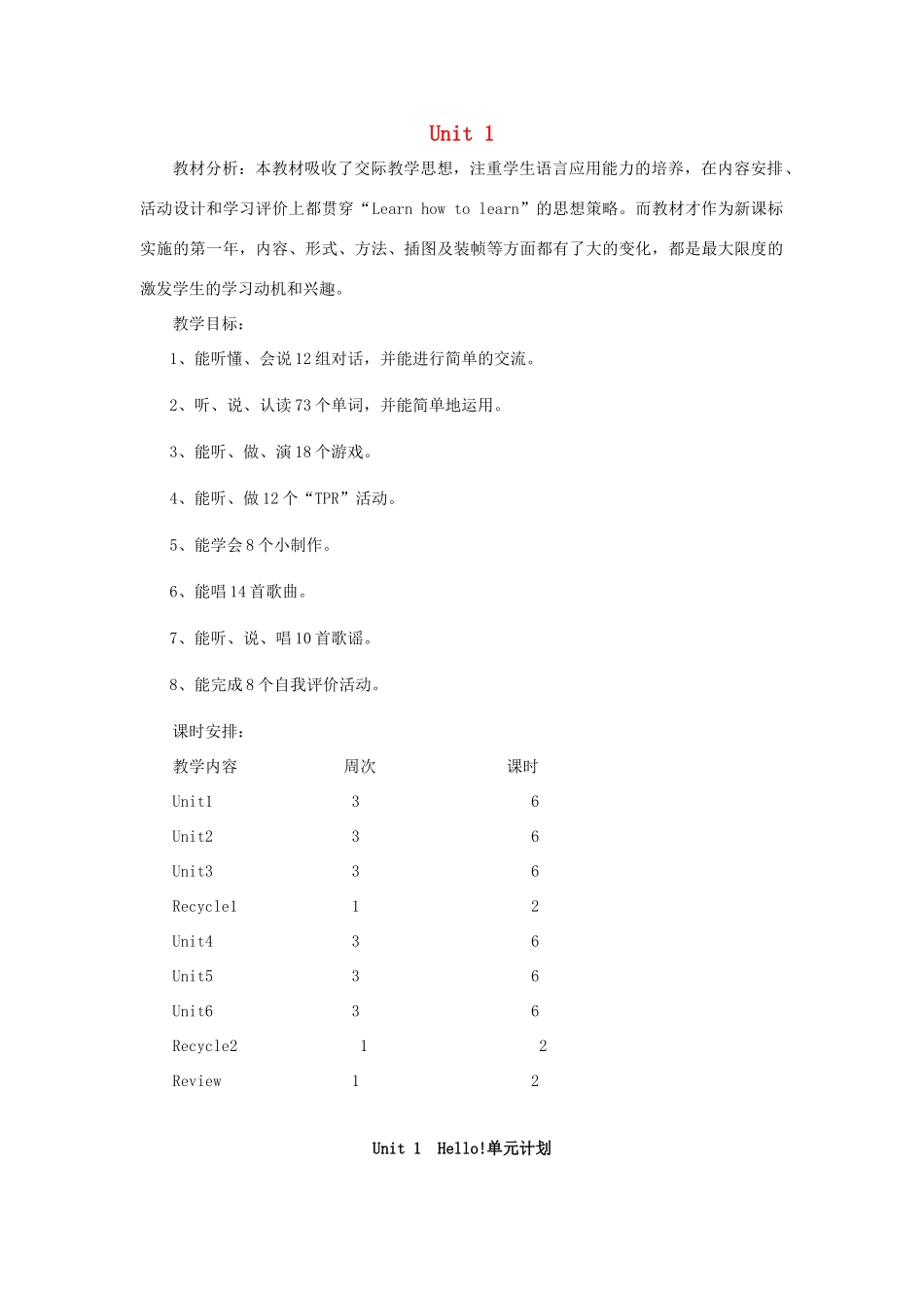 秋三年级英语上册 Unit 1 Hello教案6 人教PEP版-人教PEP小学三年级上册英语教案_第1页