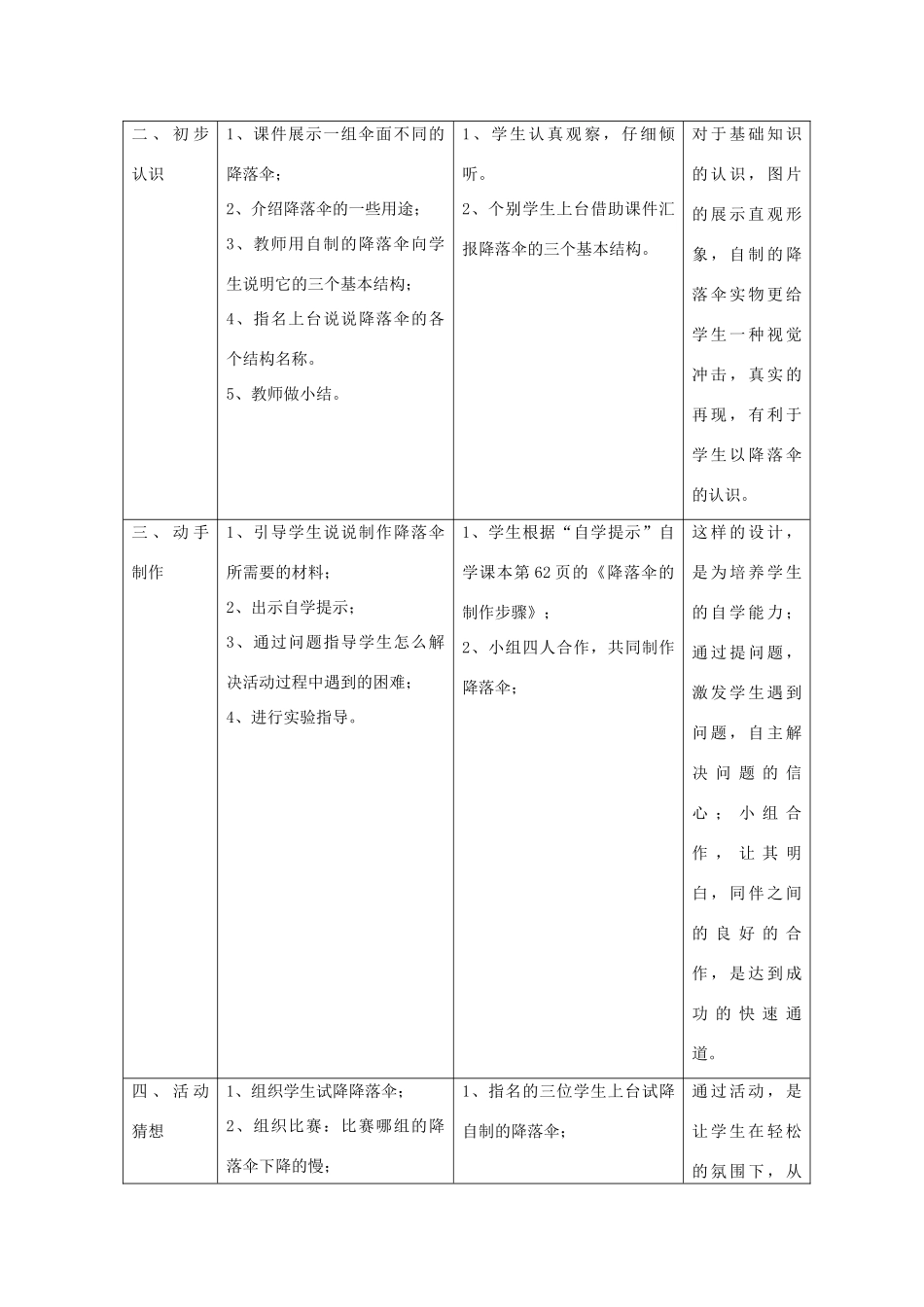 秋三年级科学上册 6.2《降落伞》教案 大象版-大象版小学三年级上册自然科学教案_第3页