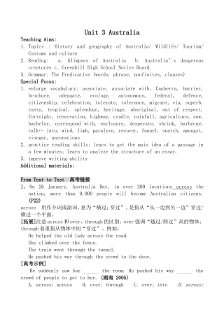 牛津版高中英语选修9Unit3 Australia