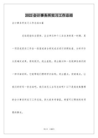 2024会计事务所实习工作总结