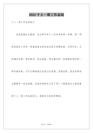 2024个人一周工作总结