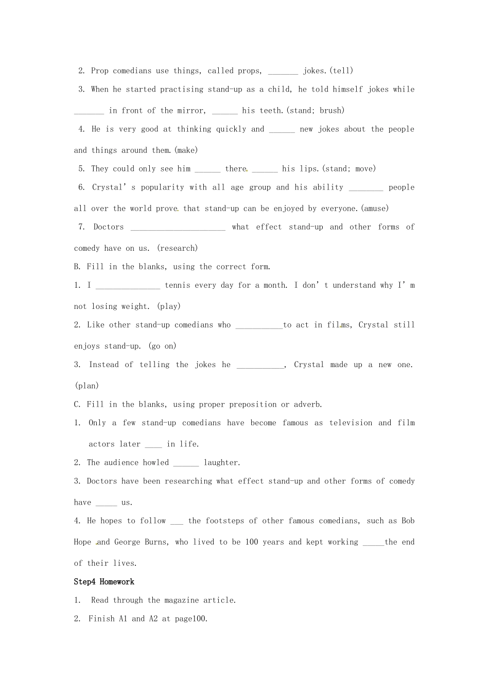 湖南省株洲市第四中学高二英语Module 6《Unit 1 Laughter is good for you》period 3教案_第3页