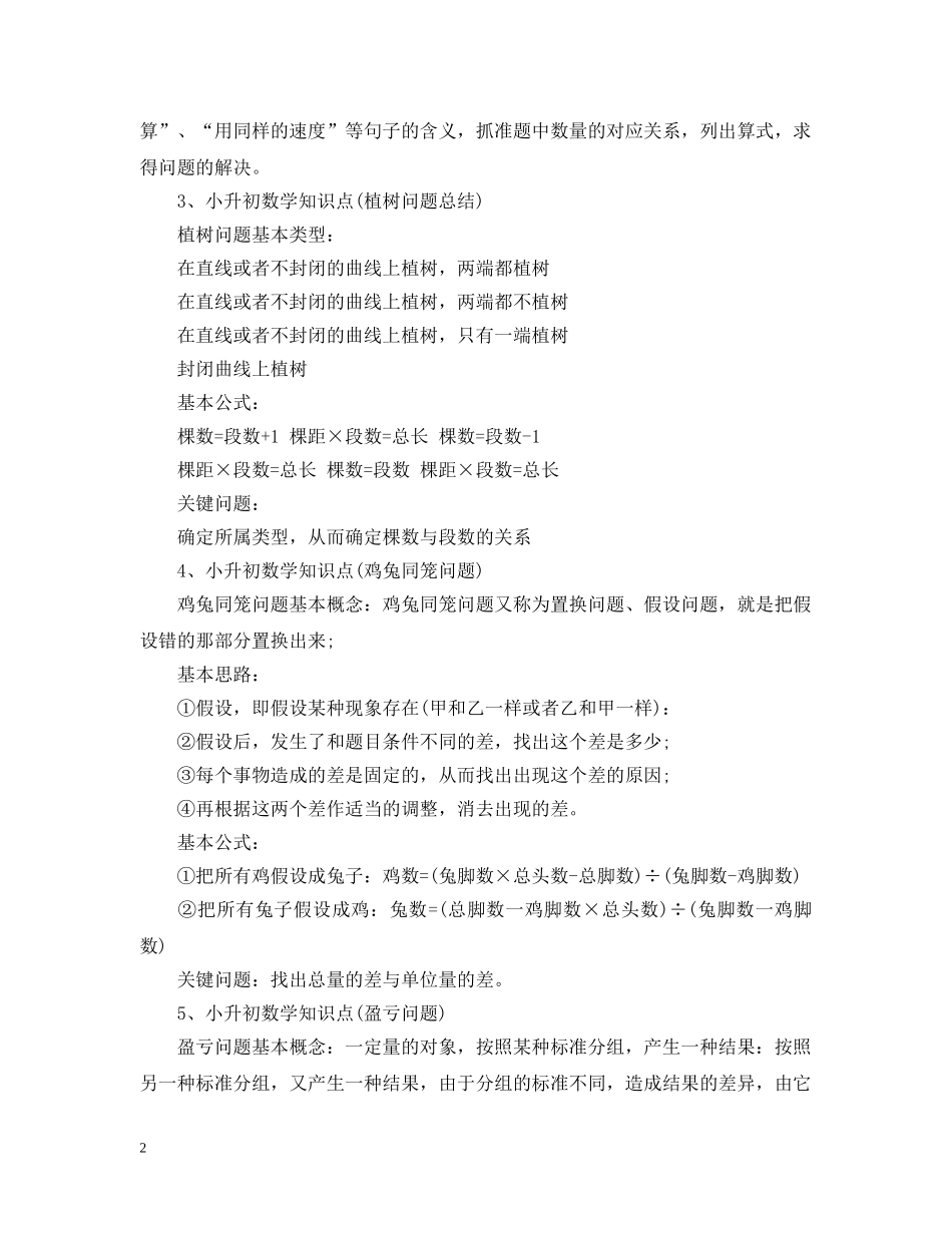 20XX年小升初数学知识点总结 _第2页
