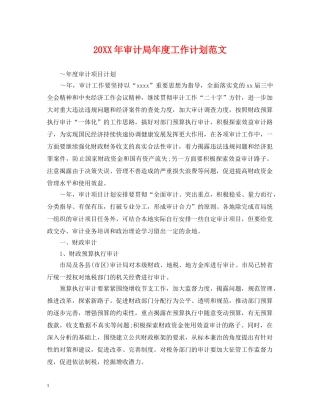 20XX年审计局年度工作计划范文 
