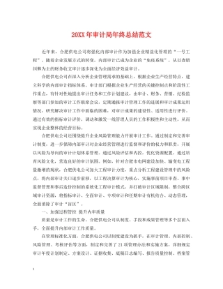 20XX年审计局年终总结范文 