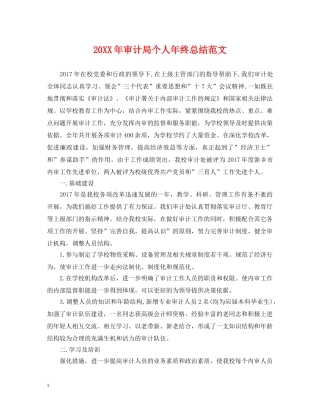 20XX年审计局个人年终总结范文 