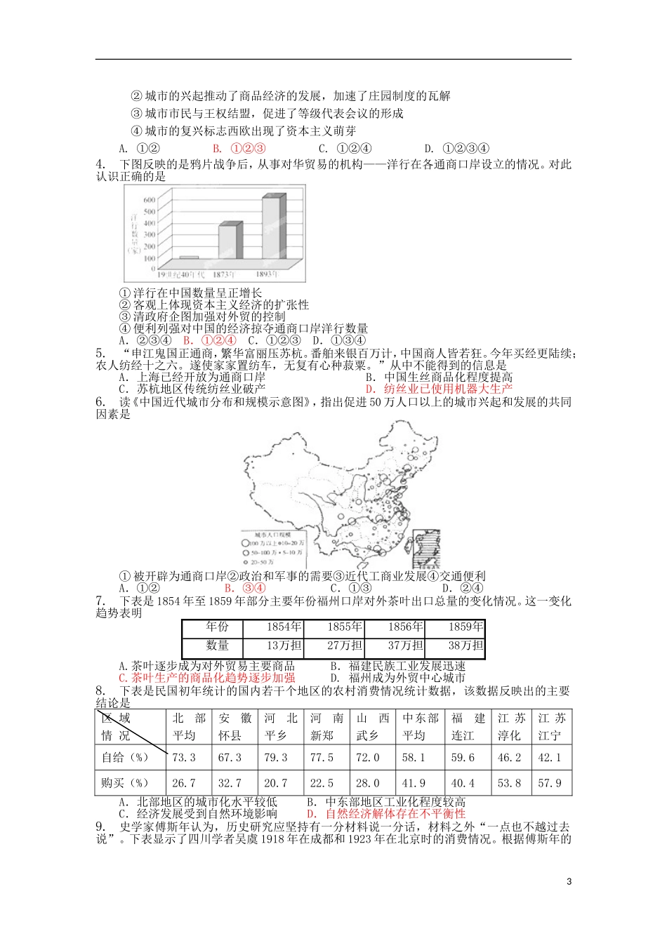 湖北省武汉市江夏区山坡中学高考历史 热点专题 城镇化_第3页