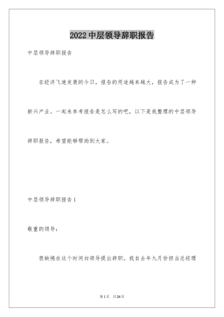 2024中层领导辞职报告_2