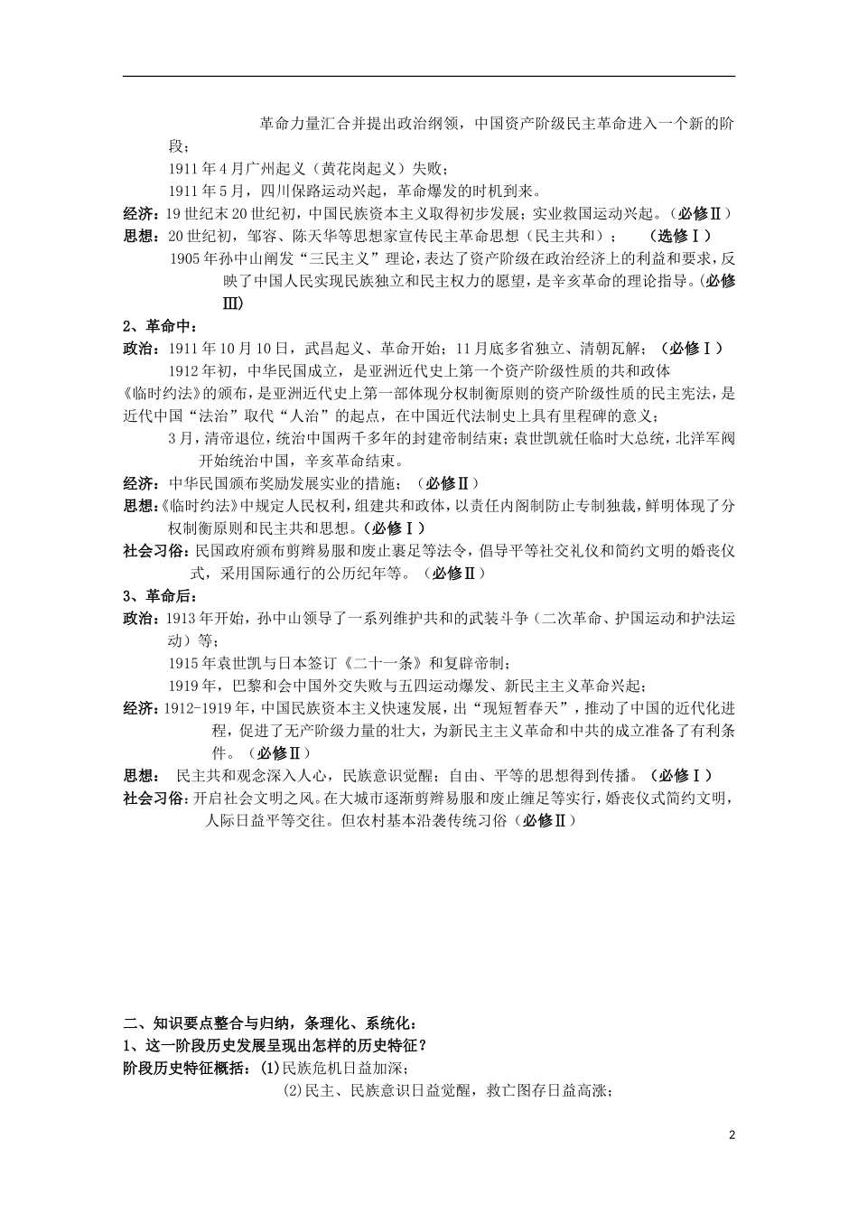 湖北省武汉市江夏区山坡中学高考历史 热点专题 中国近代资产阶级民主革命之辛亥革命回眸_第2页