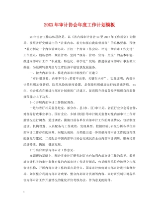 20XX年审计协会年度工作计划模板 