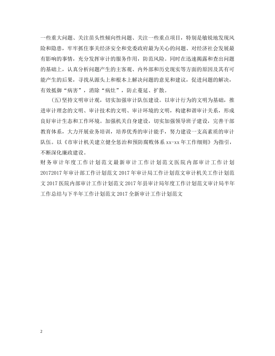20XX年审计厅最新工作计划 _第2页