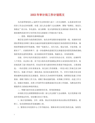 20XX年审计局工作计划范文 