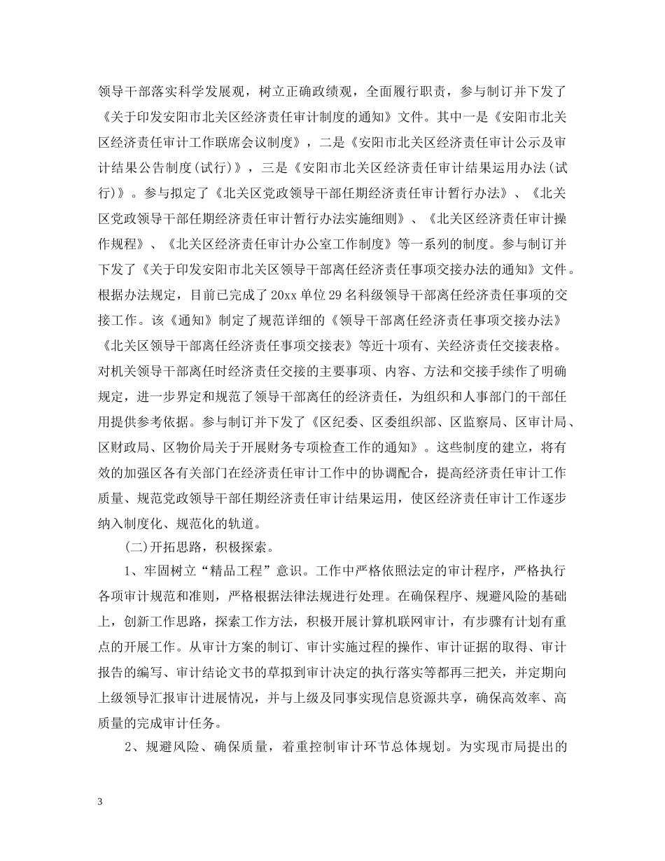 20XX年审计人员年终个人工作总结优秀范文 _第3页