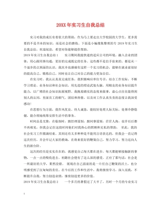 20XX年实习生自我总结 