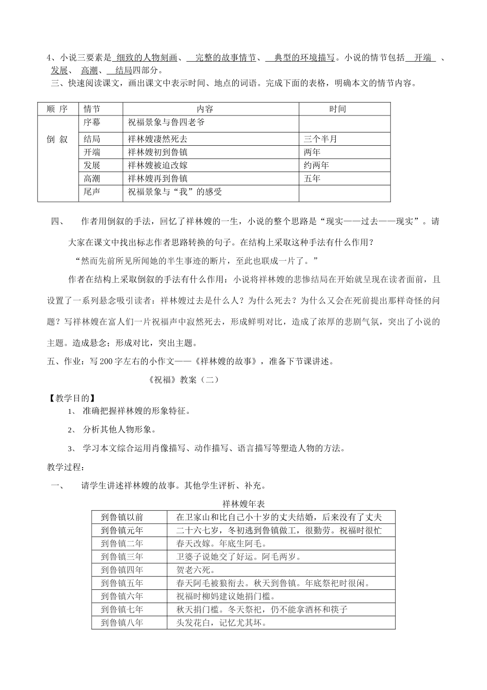 河北省保定市物探中心学校第一分校高一语文《祝福》教案_第2页