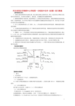 河北省保定市物探中心学校第一分校高一化学《卤素》复习教案