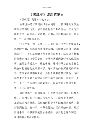 《黑魂灵》读后感范文