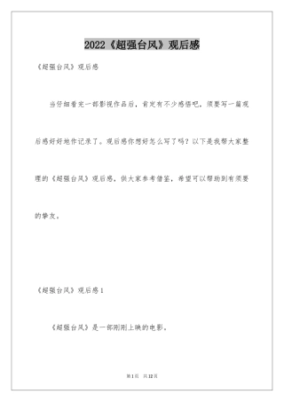 2024《超强台风》观后感_2