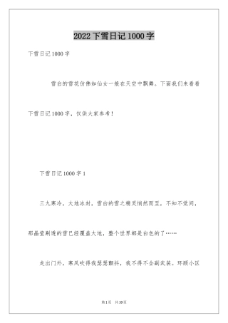 2024下雪日记1000字
