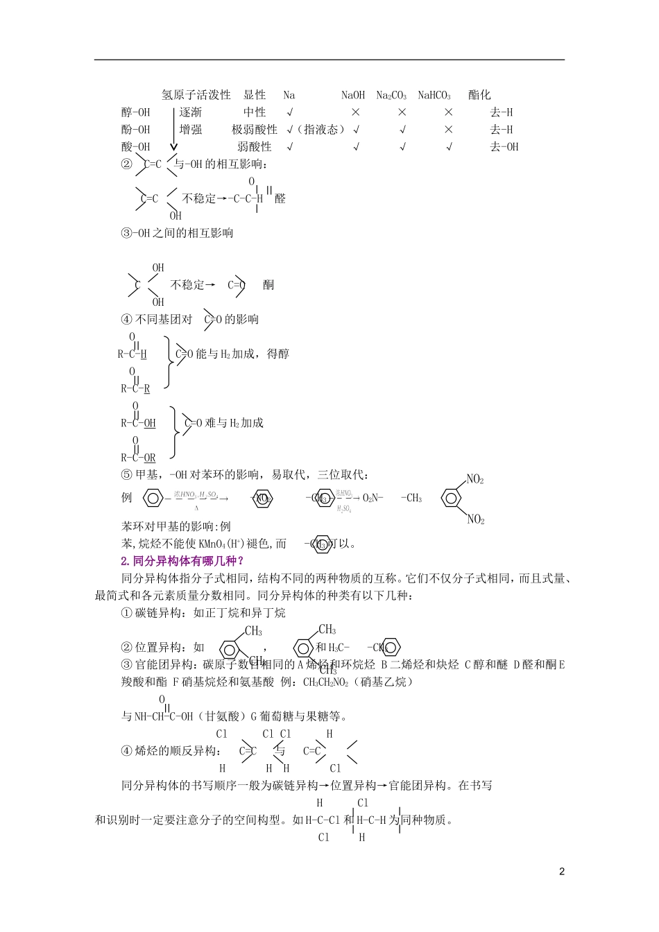江西省乐安一中高三化学 31有机化合物（一）培优教案_第2页