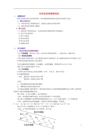 江西省乐安一中高三化学 23化学反应的物质变化培优教案