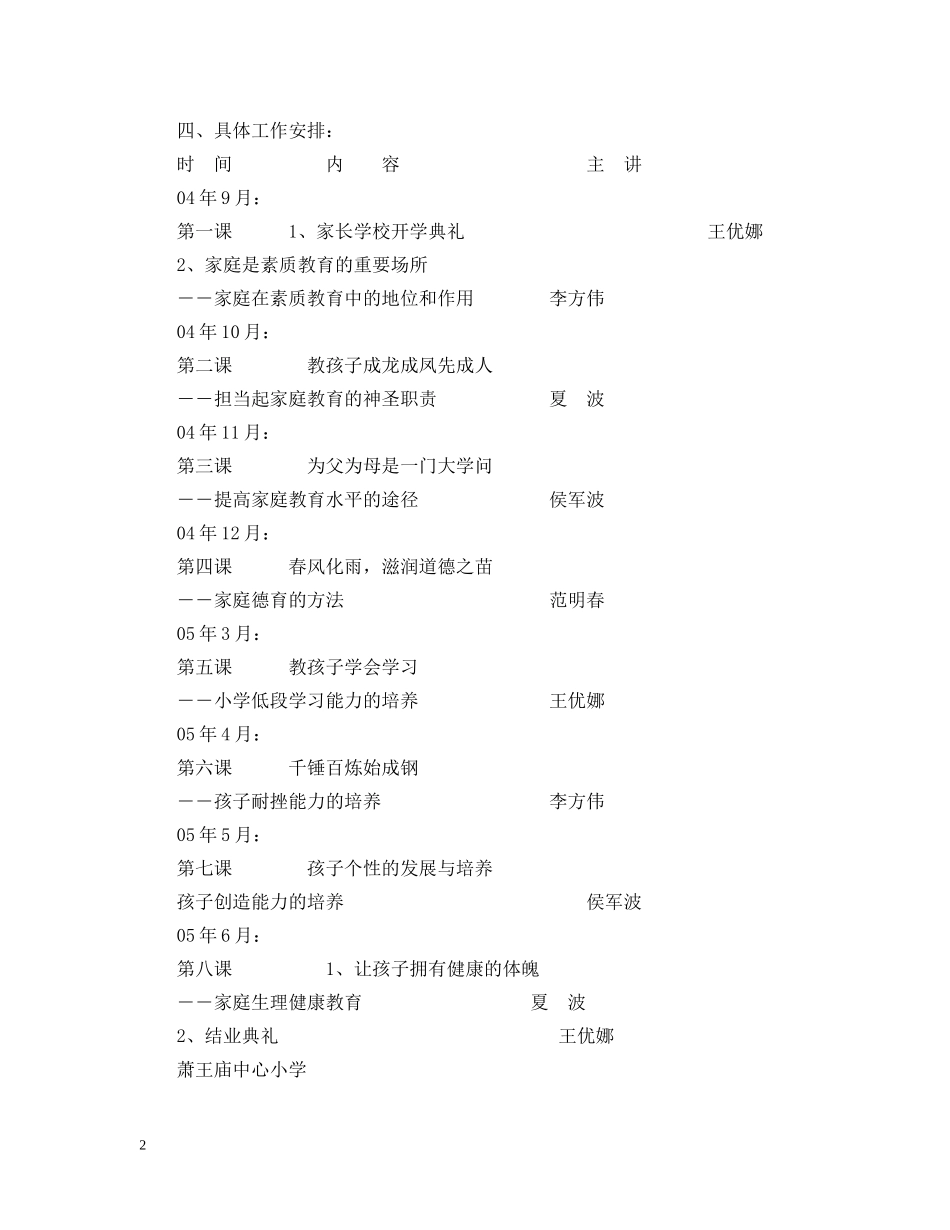 20XX年学年第二十一期小学家长学校工作计划--指导思想 _第2页