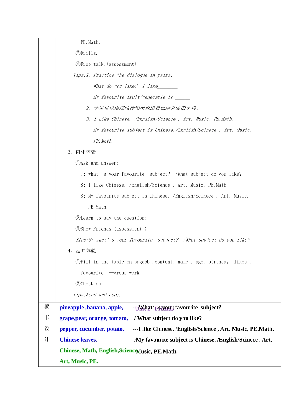 春四年级英语下册 Unit 2 Friends Part 3 4 6 Revision 1 Part 2教案 剑桥版-人教版小学四年级下册英语教案_第3页