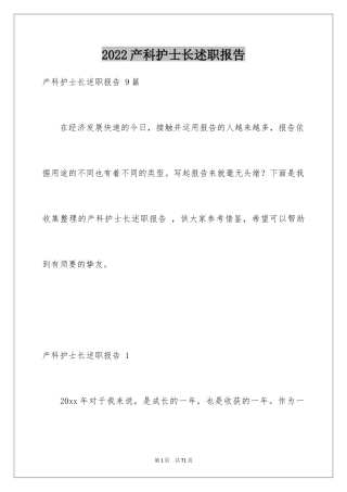 2024产科护士长述职报告 _1