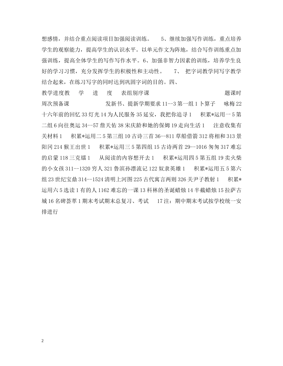 20XX年学年六年级语文第十二册教学计划 _第2页