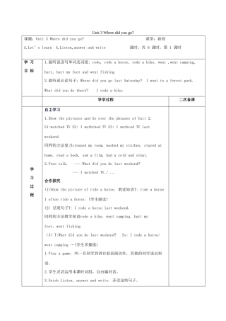 春六年级英语下册 Unit 3 Where did you go教案4 人教PEP版-人教PEP小学六年级下册英语教案