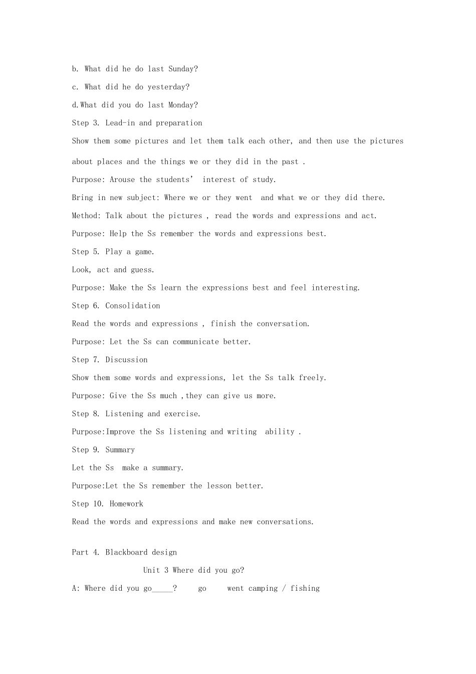 春六年级英语下册 Unit 3 Where did you go Part A Let's learn英文说课稿 人教PEP版-人教PEP小学六年级下册英语教案_第3页