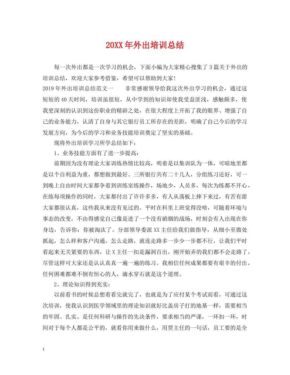 20XX年外出培训总结 _第1页