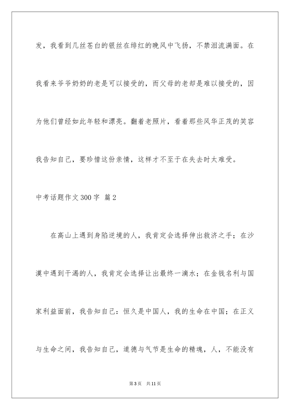 2024中考话题作文300字_2_第3页