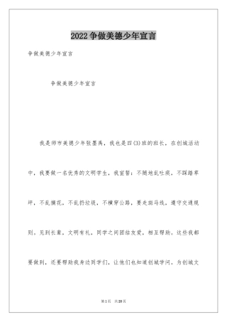 2024争做美德少年宣言