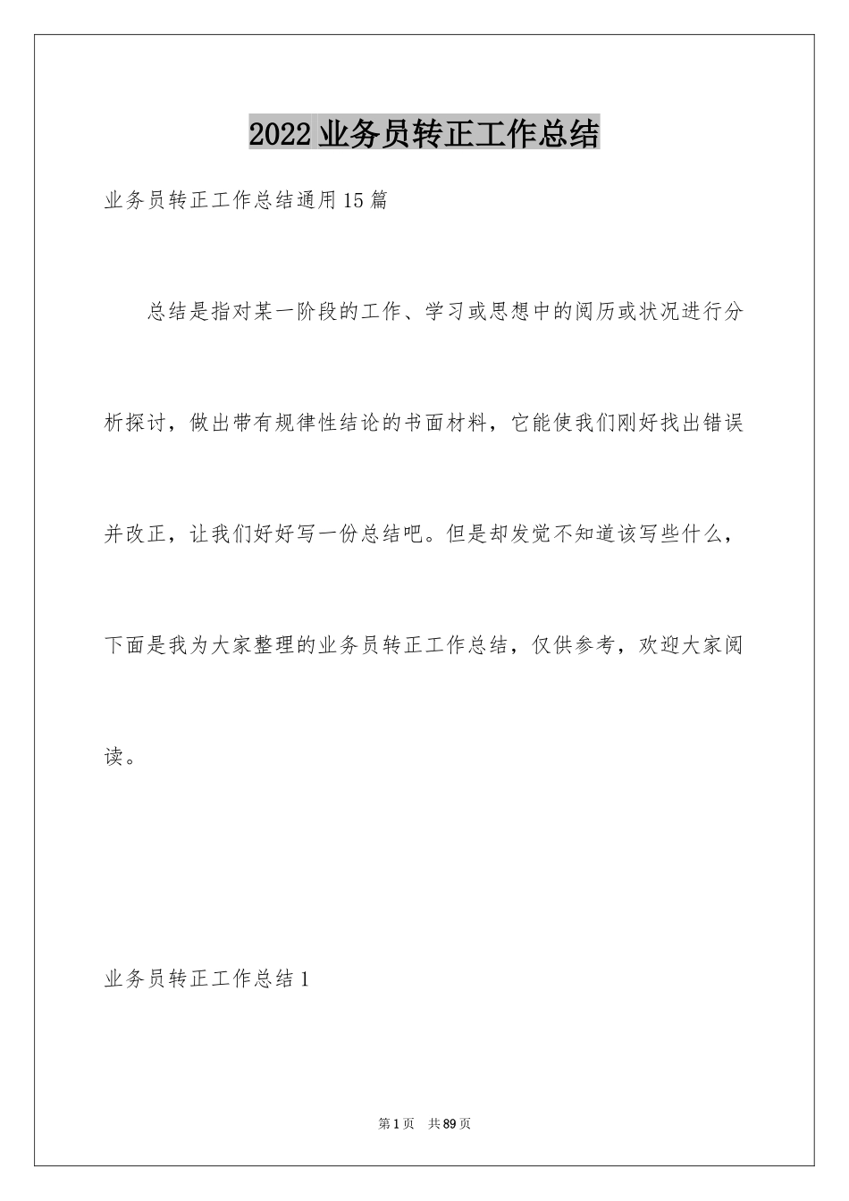 2024业务员转正工作总结_第1页