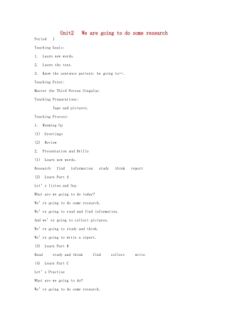 春五年级英语下册 Unit2 We are going to do some research（全英文）教案 湘少版-湘少版小学五年级下册英语教案