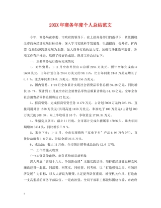 20XX年商务年度个人总结范文 